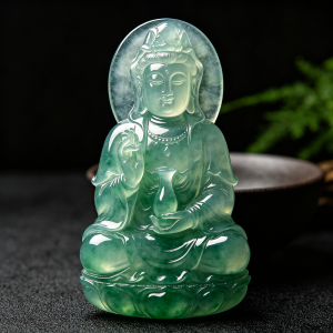 翡翠观音吊坠佩戴示范和尺寸选择指南